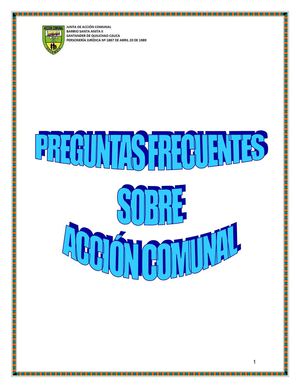 PREGUNTAS FRECUENTES SOBRE ACCIÓN COMUNAL