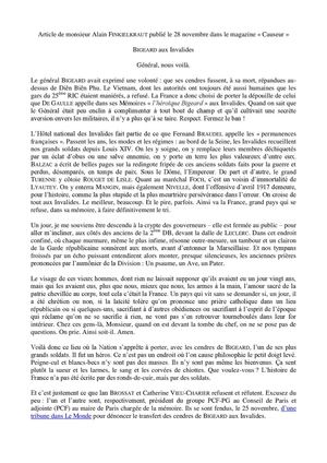 Article de monsieur Alain FINKIELKRAUT publié le 28 novembre dans le magazine « Causeur »