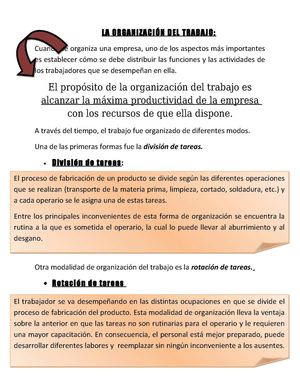 LA ORGANIZACIÓN DEL TRABAJO