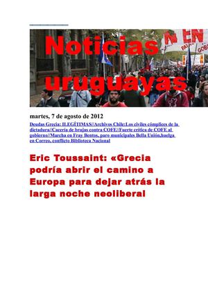Noticias Uruguayas martes 7 de agosto del 2012