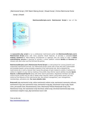 Matrimonial Scripts | PHP Matrimonal Script | MatchMaking Software