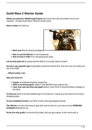 Guild Wars 2 Warrior Guide
