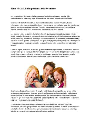 Evidentes beneficios de la formacion del Sena Virtual.