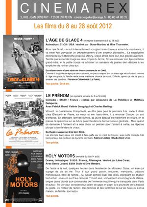 PROGRAMME DU 8 AU 28 AOÛT