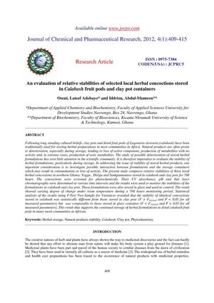 Stability of selected herbal concoctions in calabash fruit pods versus clay pot containers