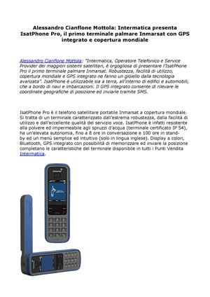 Alessandro Cianflone Mottola: Ecco IsatPhone Pro con GPS integrato e copertura mondiale