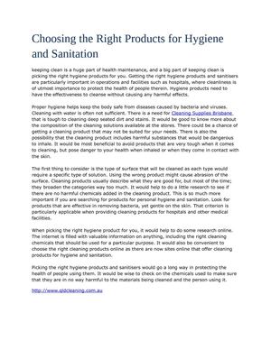 Choosing the Right Products for Hygiene and Sanitation