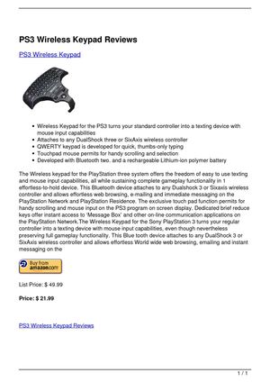 PS3 Wireless Keypad Reviews