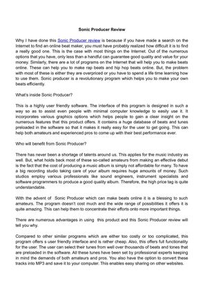 Sonic Producer Review