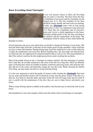 know everything about vloertegels!