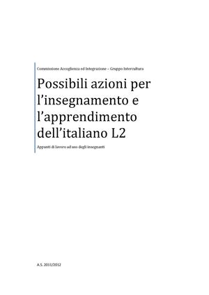 Possibili azioni per l'insegnamento e l'apprendimento dell'italiano L2