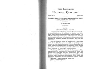 Economic and Social Developments of Calcasieu Parish, Louisiana, 1840 – 1912