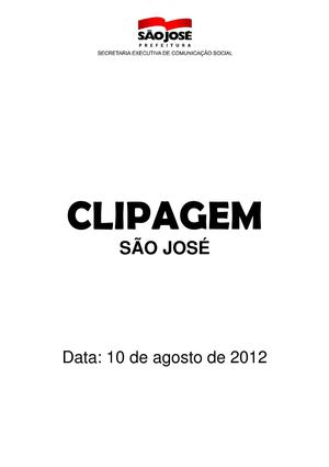 Clipagem São José 10/08/2012