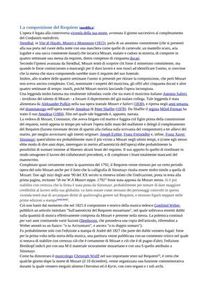 La composizione del Requiem