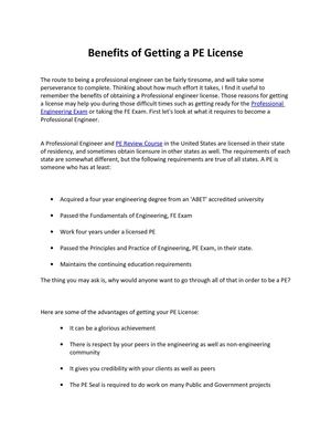 Benefits of Getting a PE License
