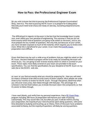 How to Pass the Professional Engineer Exam