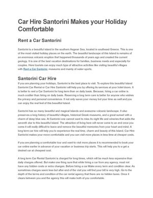 Car Hire Santorini Makes your Holiday Comfortable