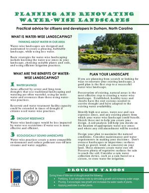Planning and Renovating Water-Wise Landscapes - Durham, North Carolina