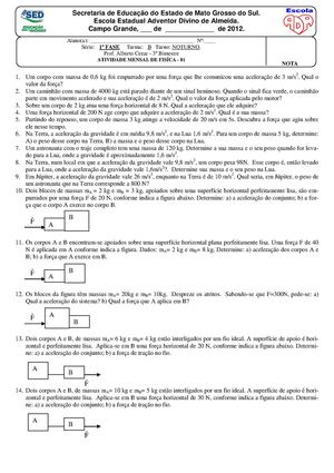 1 Fase B - Atividade Mensal 01 - Prof. Alberto - Física/2012