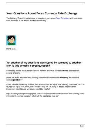 Your Questions About Forex Currency Rate Exchange