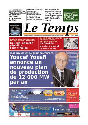 Le Temps d'Algérie Editions du Lundi 13 aout 2012