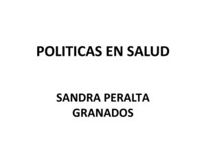 POLITICAS DE SALUD
