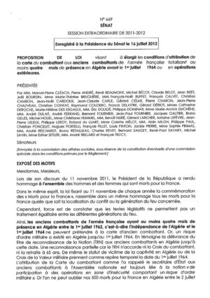 Conditions d'attribution carte du combattant  (ALGERIE avant juillet 64)