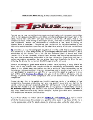 Formula One News Racing Is Very Competitive And Global Sport