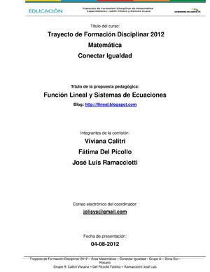 Función Lineal y Sistema de ecuaciones lineales (método gráfico)