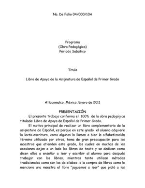 Libro de Apoyo de la Asignatura de Español de Primer Grado