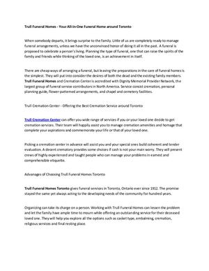 Things to Consider about the Services of Trull Funeral Homes