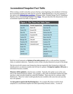Accumulated Snapshot Fact Table