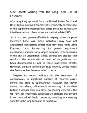 Side Effects Arising from the Long-Term Use of Fosamax