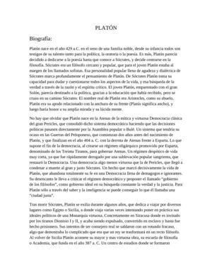 Trabajo sobre la ética de Platón