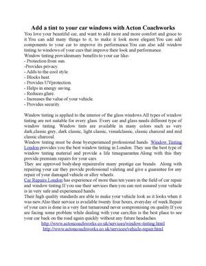 Add a tint to your car windows with Acton Coachworks