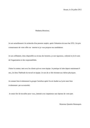 Lettre de motivation