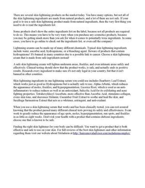 Ingredients Found in Skin Lightening Products