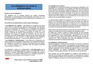 Les allégations "Santé" et "Nutritionnelles"