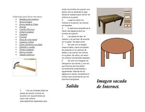 Triptico Elaboración Una Mesa