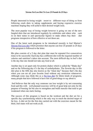 Xtreme Fat Loss Diet
