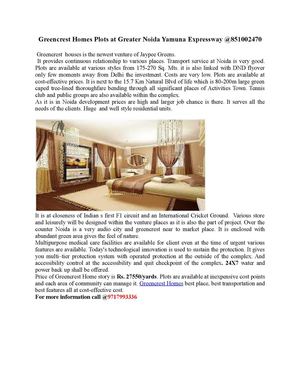 Greencrest Homes Plots at Greater Noida Yamuna Expressway @8510002470