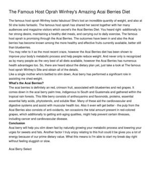 The Famous Host Oprah Winfrey's Amazing Acai Berries Diet_