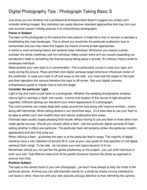 Digital Photography Tips _ Photograph Taking Basic S