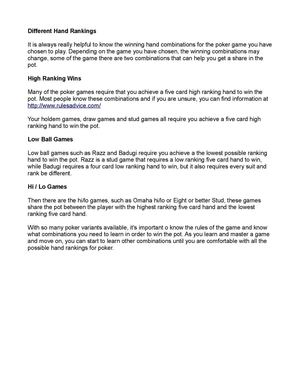 Different Hand Rankings