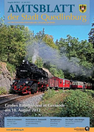 Amtsblatt der Stadt Quedlinburg mit den Ortschaften Bad Suderode, Gernrode und Rieder Ausgabe 08/2012 28. Juli 2012