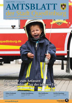 Amtsblatt der Stadt Quedlinburg mit den Ortschaften Bad Suderode, Gernrode und Rieder Ausgabe 09/2012 25. August 2012