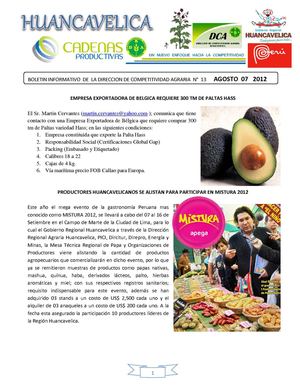 Dirección Regional Agraria Huancavelica-Boletín 13-2012