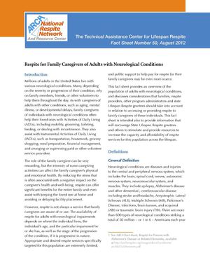 Respite for Caregivers of Persons with Neurological Conditions