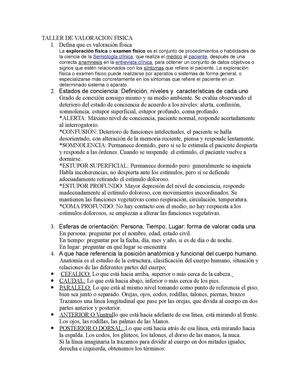 TALLER DE VALORACION FISICA