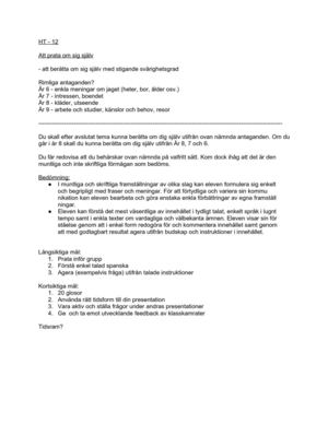 Arbetsområde: att prata om sig själv på spanska